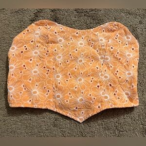 Floral Embroidered Orange Tube Top